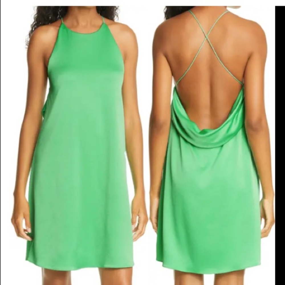 NWT ALICE OLIVIA AZITARA SATIN JADE DRESS